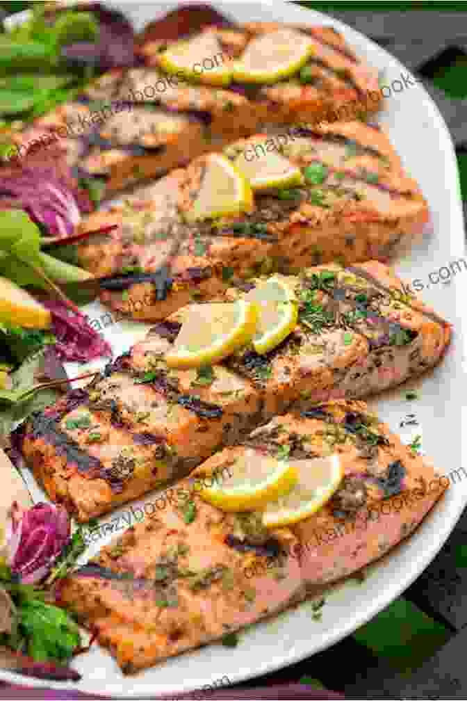 A Succulent Grilled Salmon Fillet Served With Roasted Asparagus And A Zesty Lemon Herb Sauce. The 1500 Calorie A Day Cookbook Nancy S Hughes